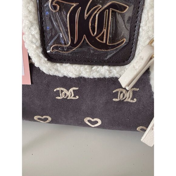 Juicy Couture Chocolate Pecan Sherpa Crossbody Snuggle Satchel Bag W/Charm NEW - Picture 6 of 15